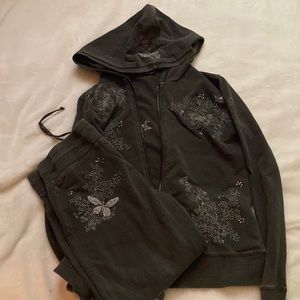 Vertigo Paris Grey Butterfly Y2K Tracksuit Size Small